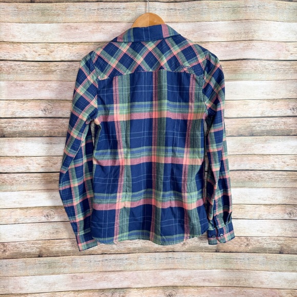 Marmot Women's Blue Multi-color Plaid Long Sleeve Flannel Cozy Button Down Top M - Picture 7 of 8